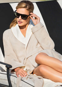 Strathcona Peached Lined Microfiber Shawl Robe
