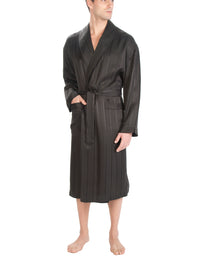 Herringbone Stripe Silk Shawl Robe