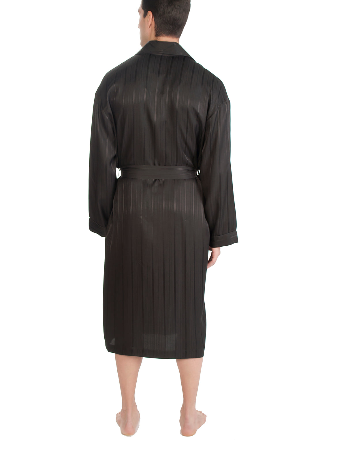 Herringbone Stripe Silk Shawl Robe