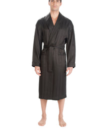 Herringbone Stripe Silk Shawl Robe