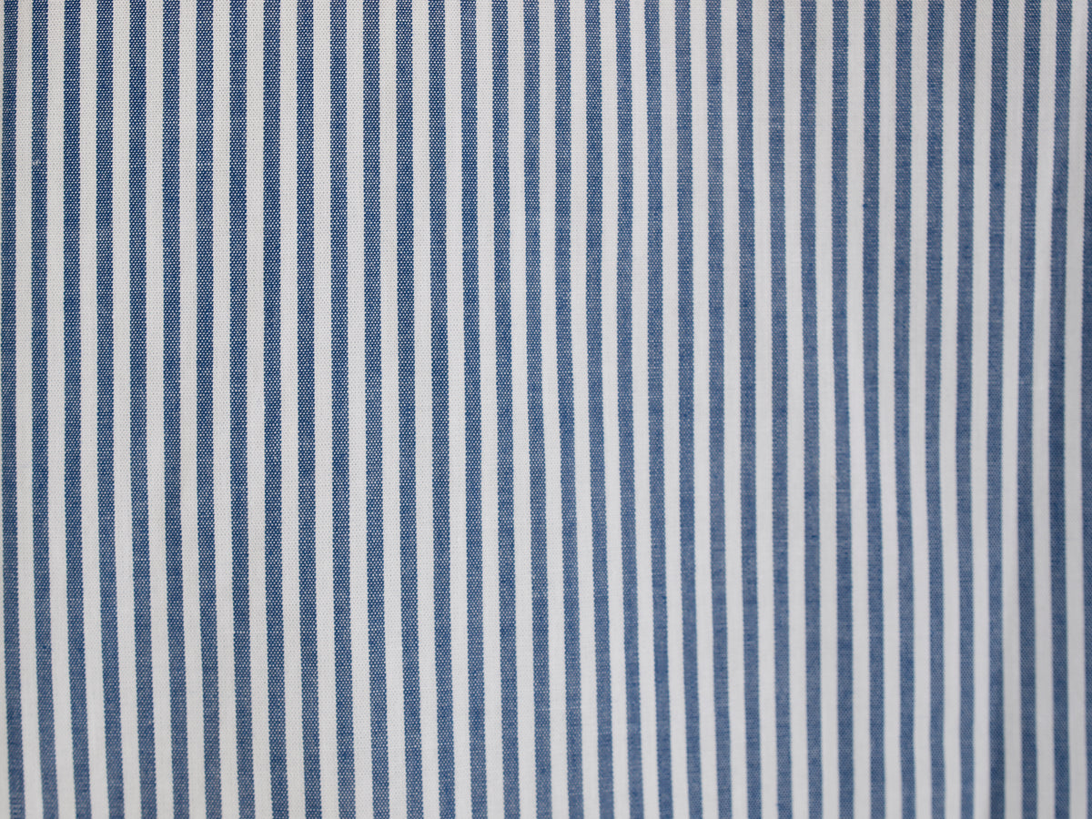 Cotton Long Sleeve Pajama In Navy Stripe