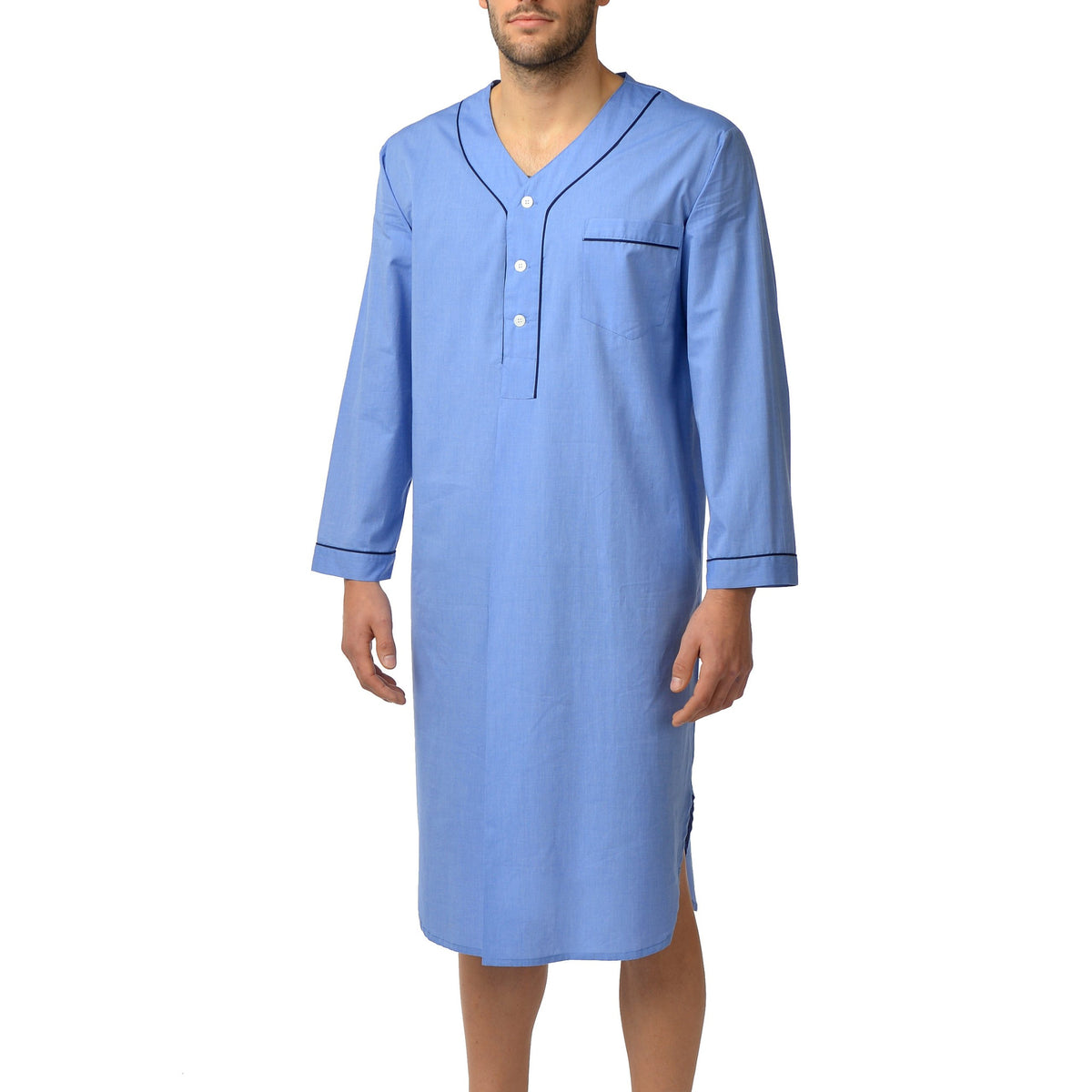Chemise de nuit en coton bleu