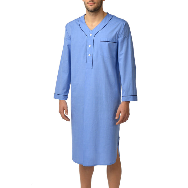 Cotton Nightshirt In Blue – Majestic International