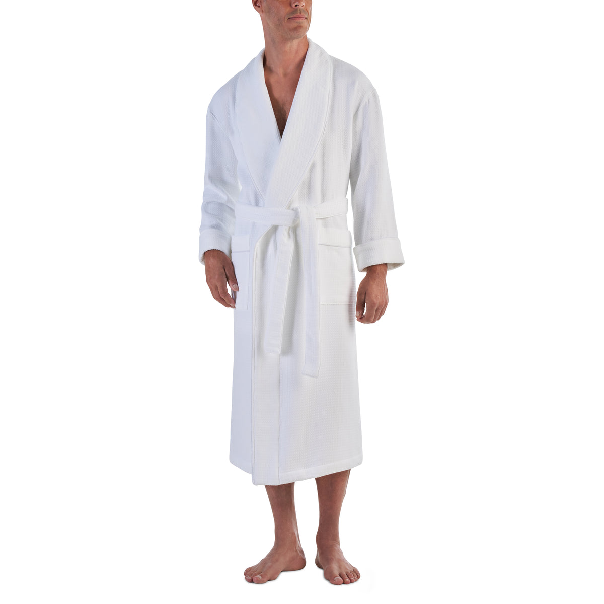Cotton Waffle-Terry Shawl Robe