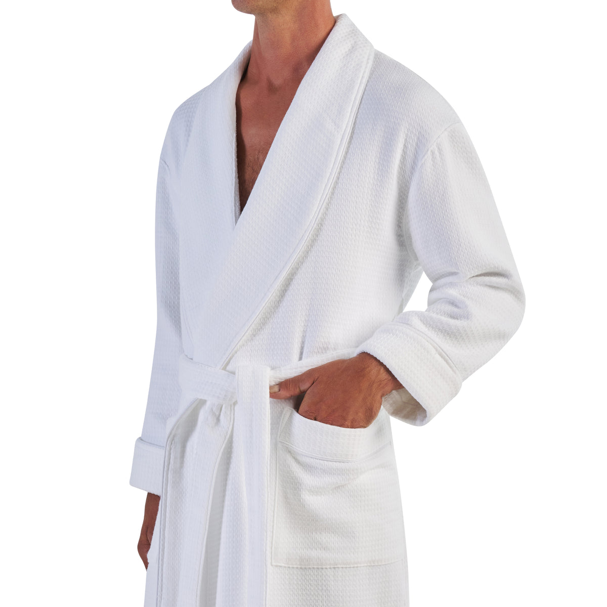 Cotton Waffle-Terry Shawl Robe