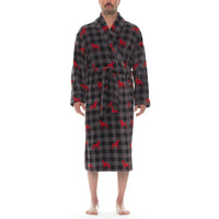 Bata de forro polar de felpa a cuadros