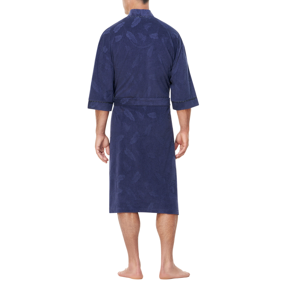 Palm Jacquard Cotton Knit Kimono Robe