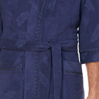 Palm Jacquard Cotton Knit Kimono Robe
