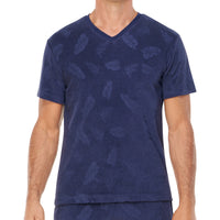 Palm Jacquard Cotton Knit V-Neck