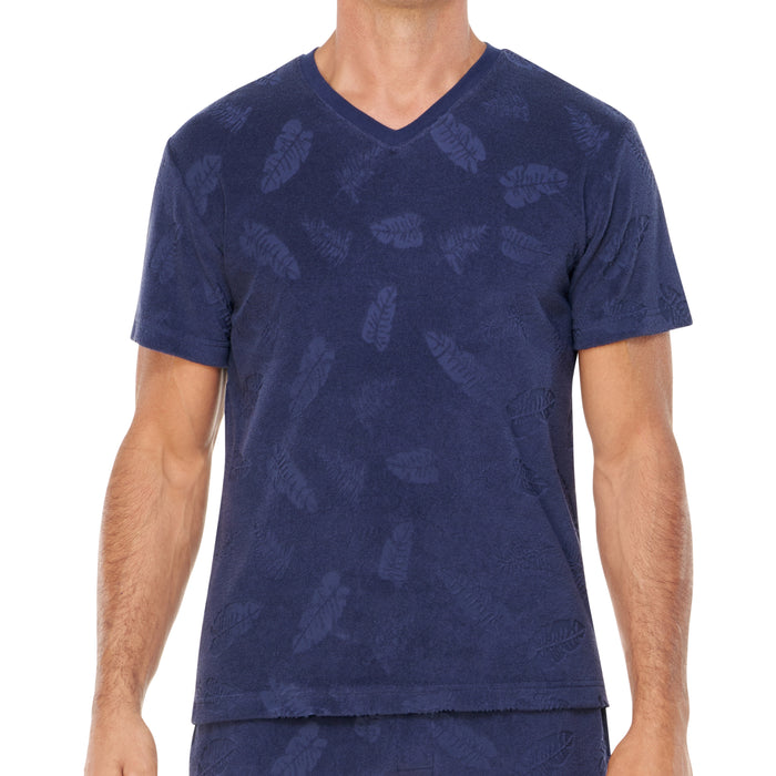 Palm Jacquard Cotton Knit V-Neck