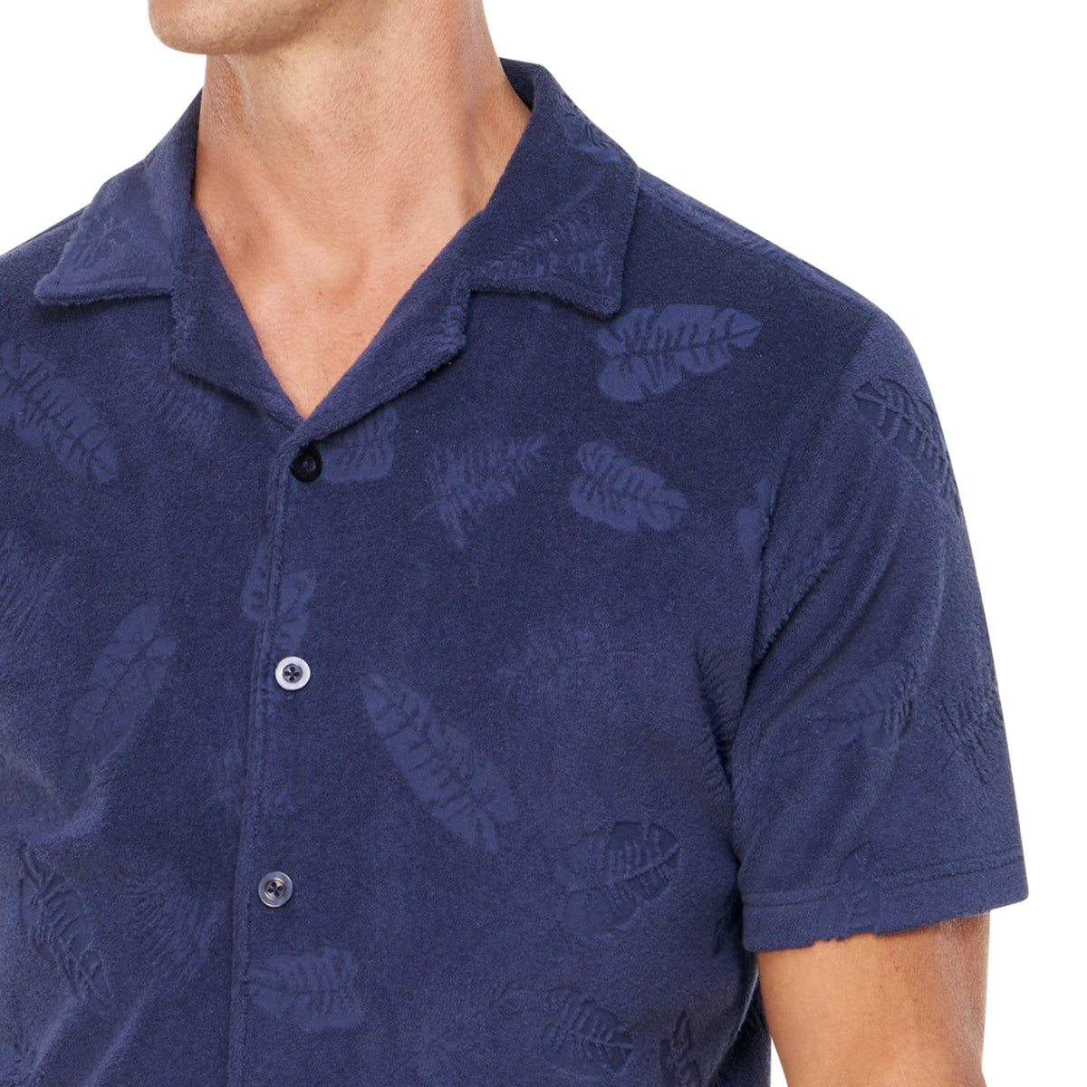 Palm Jacquard Cotton Knit Camp Shirt