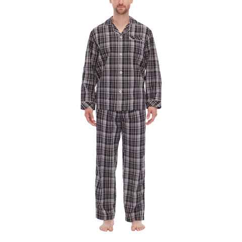 Cotton Long Sleeve Pajama In Blue Plaid