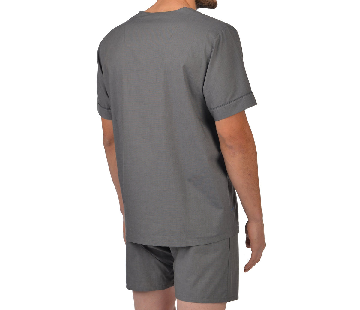 Pijama Shorty De Algodón Con Cuadros Azul Claro