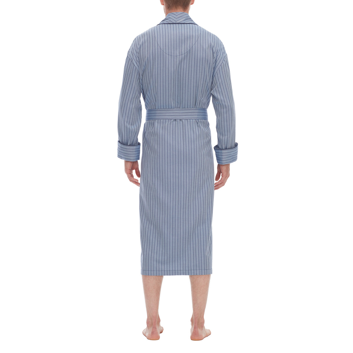 Blue Lines Woven Shawl Robe 50 Inch