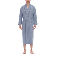 Blue Lines Woven Shawl Robe 50 Inch