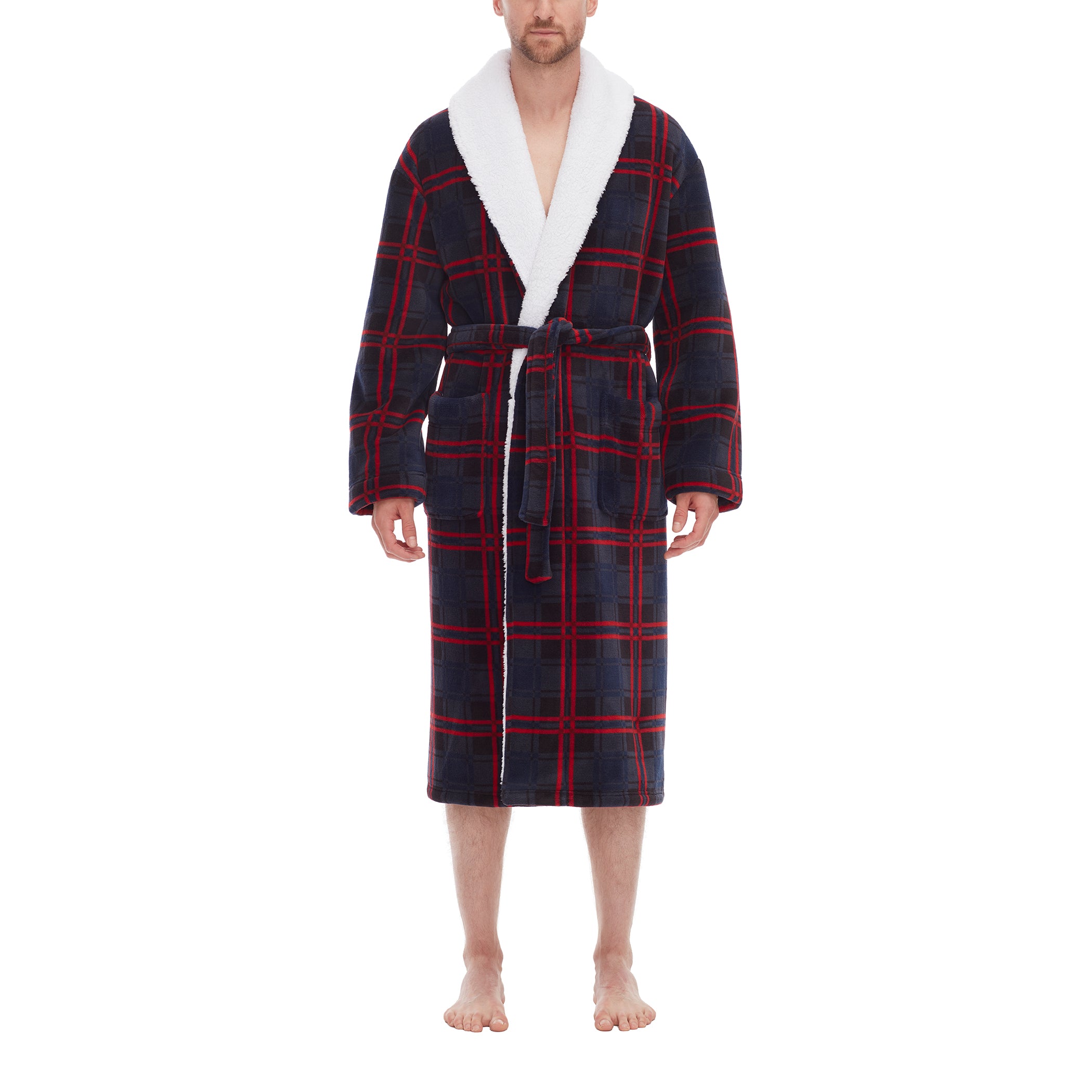 Shawl Robe With Faux Shearling Interior