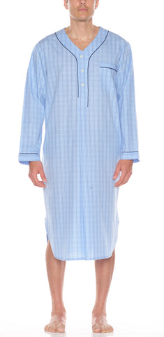 Cotton Long Sleeve Pajama In Blue