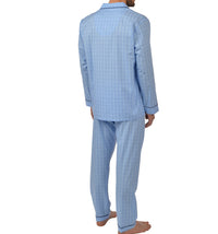 Pyjama à manches longues en coton à carreaux bleus