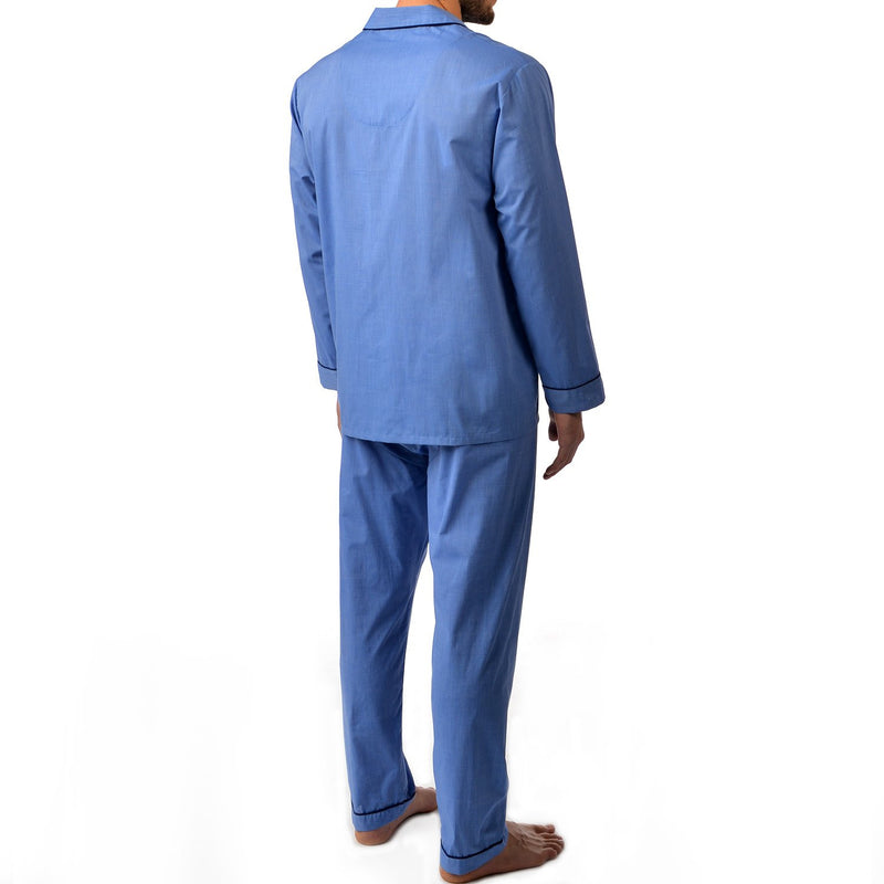 Pijama de manga larga de fácil cuidado en azul