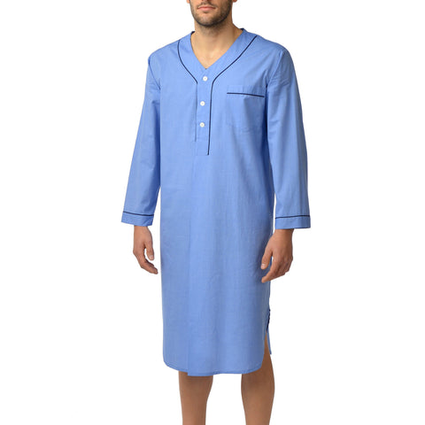 Cotton Long Sleeve Pajama In Navy Stripe