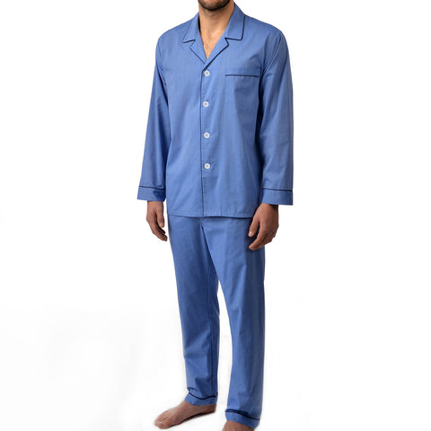Cotton Nightshirt In Lt Blue Check