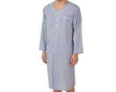 Cotton Nightshirt In Navy Stripe