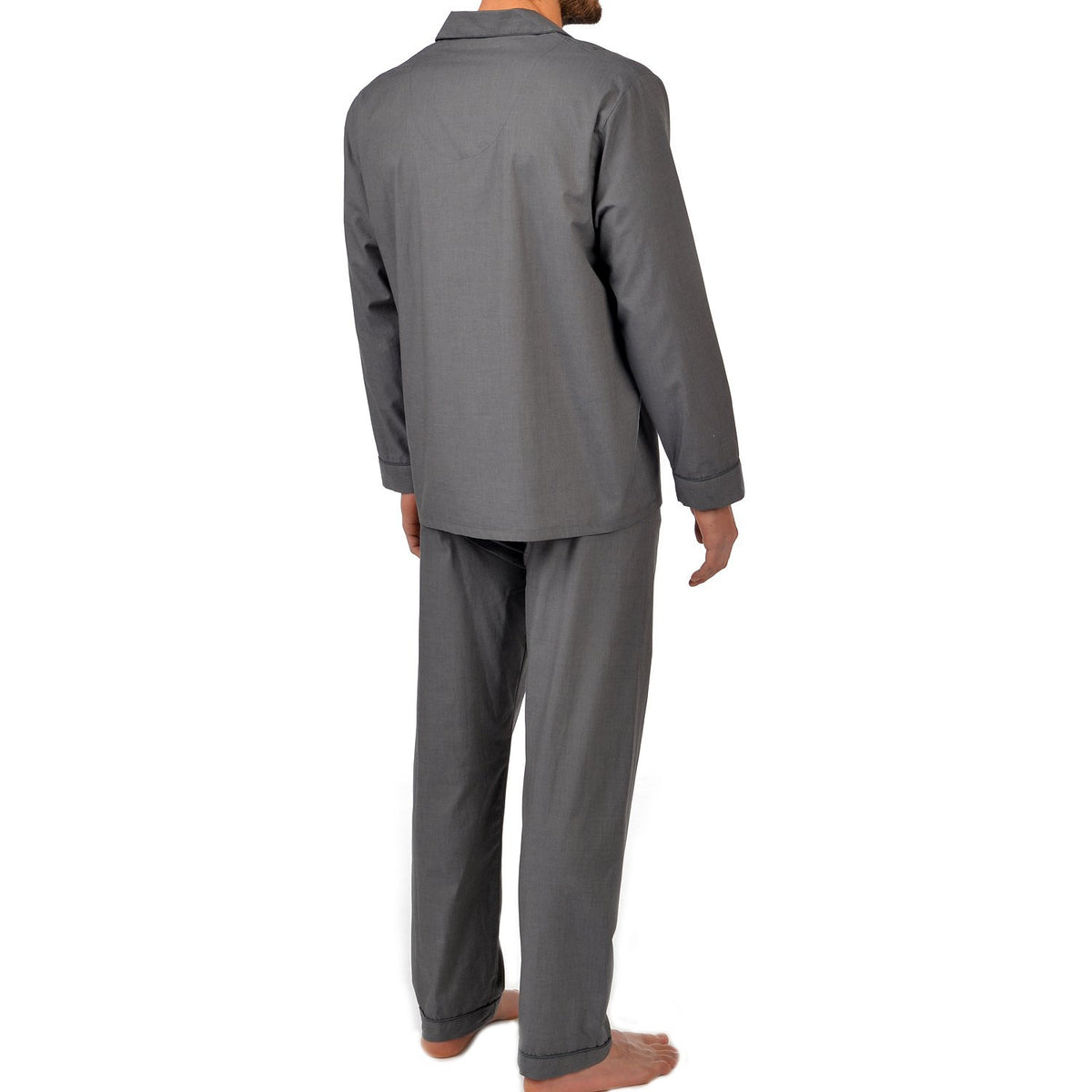 Pijama de algodón de manga larga en color carbón