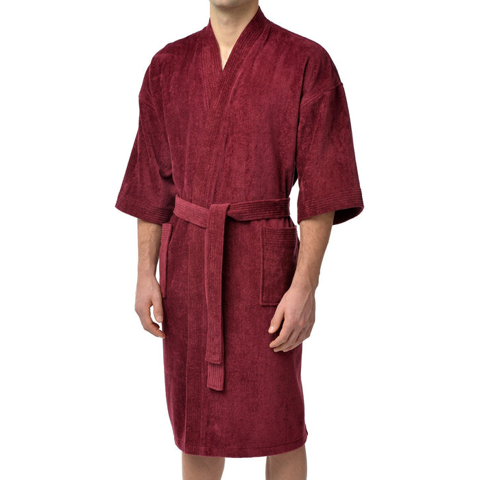 Bata tipo kimono de terciopelo de rizo liso